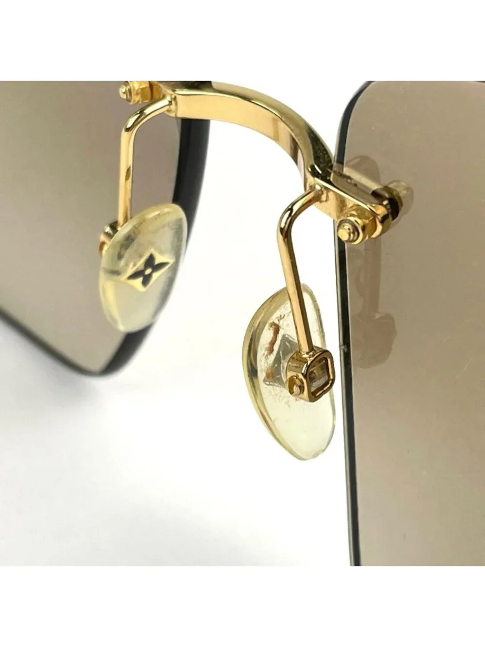 Louis Vuitton Sunglasses Rimless Metal Acetate Gold Brown Eyewear